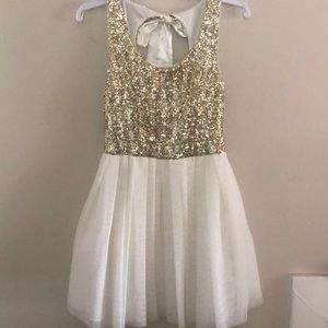B. Darlin 7/8 gold sequins tulle dress
